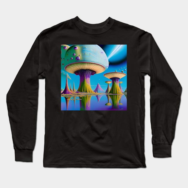 Shroom Fantasy Dream Worlds 18 Long Sleeve T-Shirt by Benito Del Ray